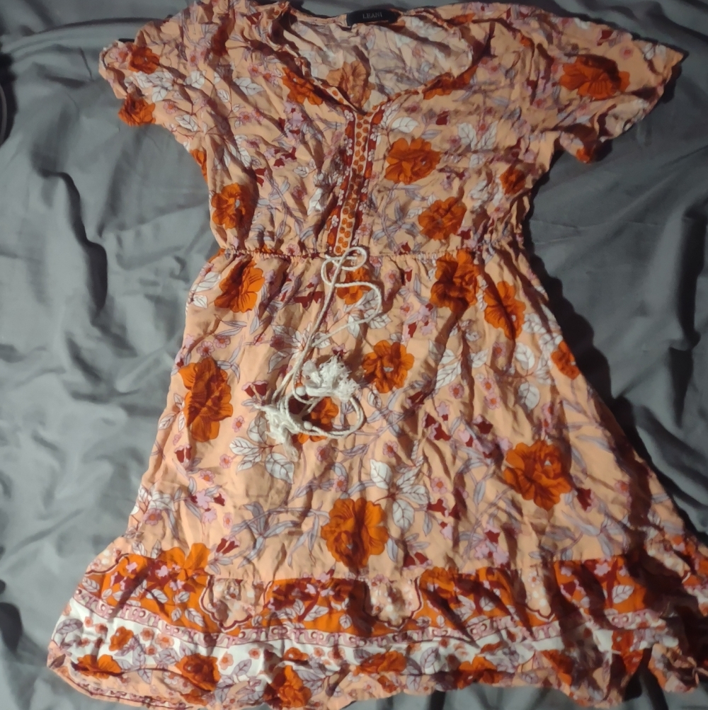 Floral Orange and Cream Dress